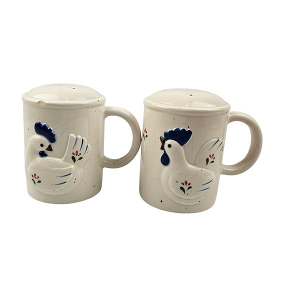 Otogari Japan Vintage Rooster Hen Mug Salt and Pepper Shakers Ceramic Kitchen - Picture 1 of 10